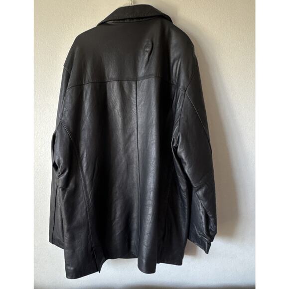 J Ferrar Men’s Size XL Black Leather Button Front Jacket Lined READ - Picture 3 of 9